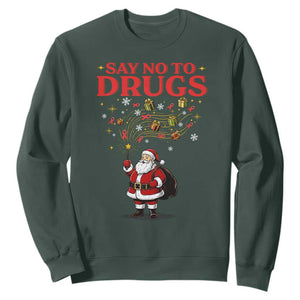 Santa Christmas Sweatshirt AIDS Awwanrness Red Ribbon HIV Support TS14 Dark Forest Green Print Your Wear