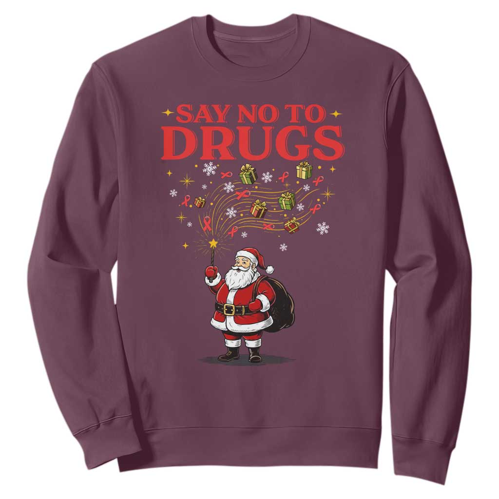 Santa Christmas Sweatshirt AIDS Awwanrness Red Ribbon HIV Support TS14 Maroon Print Your Wear