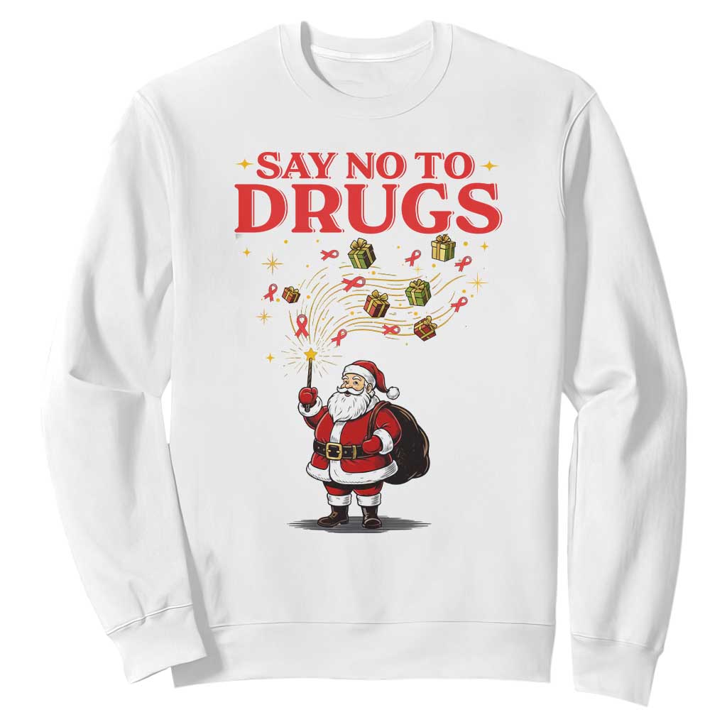 Santa Christmas Sweatshirt AIDS Awwanrness Red Ribbon HIV Support TS14 White Print Your Wear