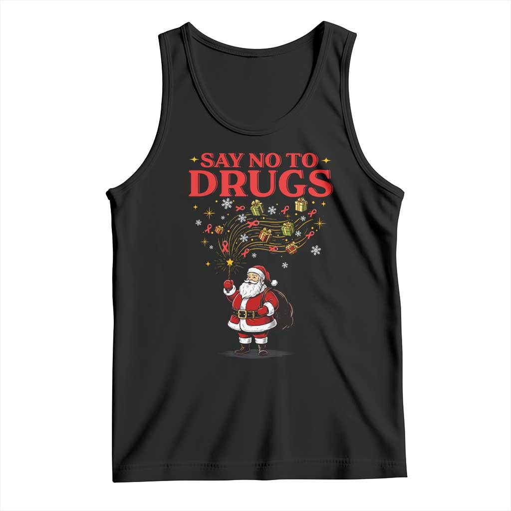 Santa Christmas Tank Top AIDS Awwanrness Red Ribbon HIV Support TS14 Black Print Your Wear