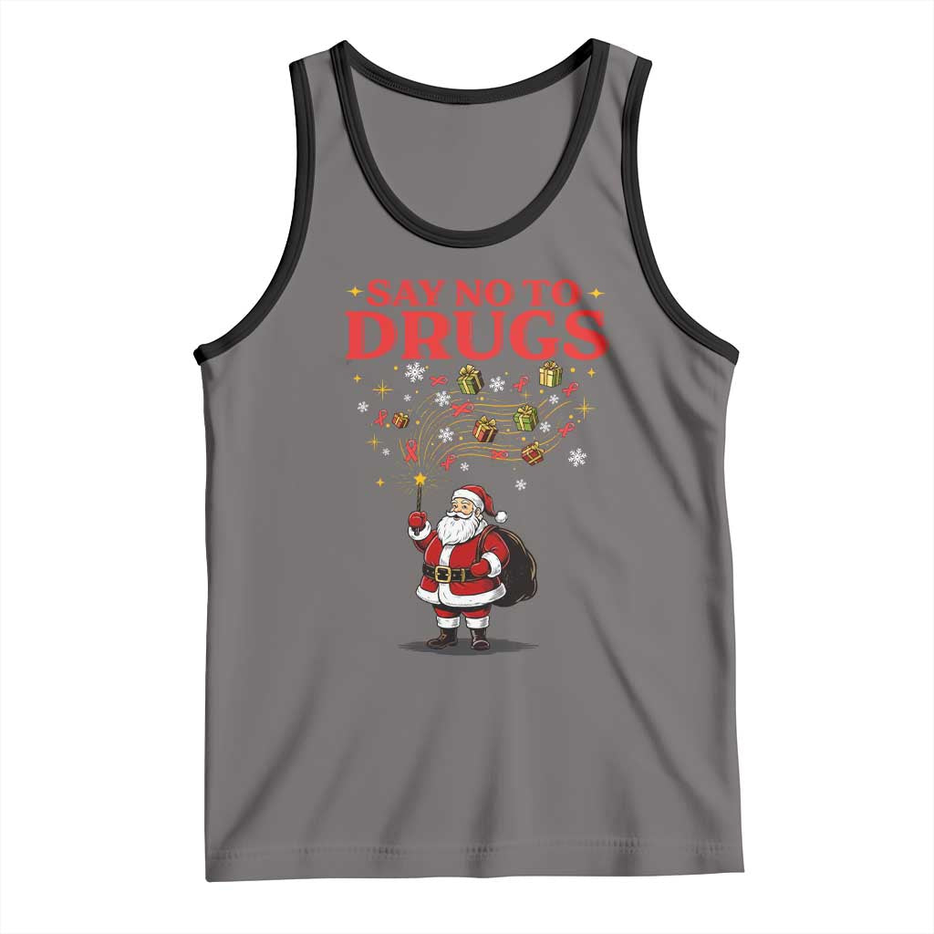 Santa Christmas Tank Top AIDS Awwanrness Red Ribbon HIV Support TS14 Deep Heather Black Print Your Wear