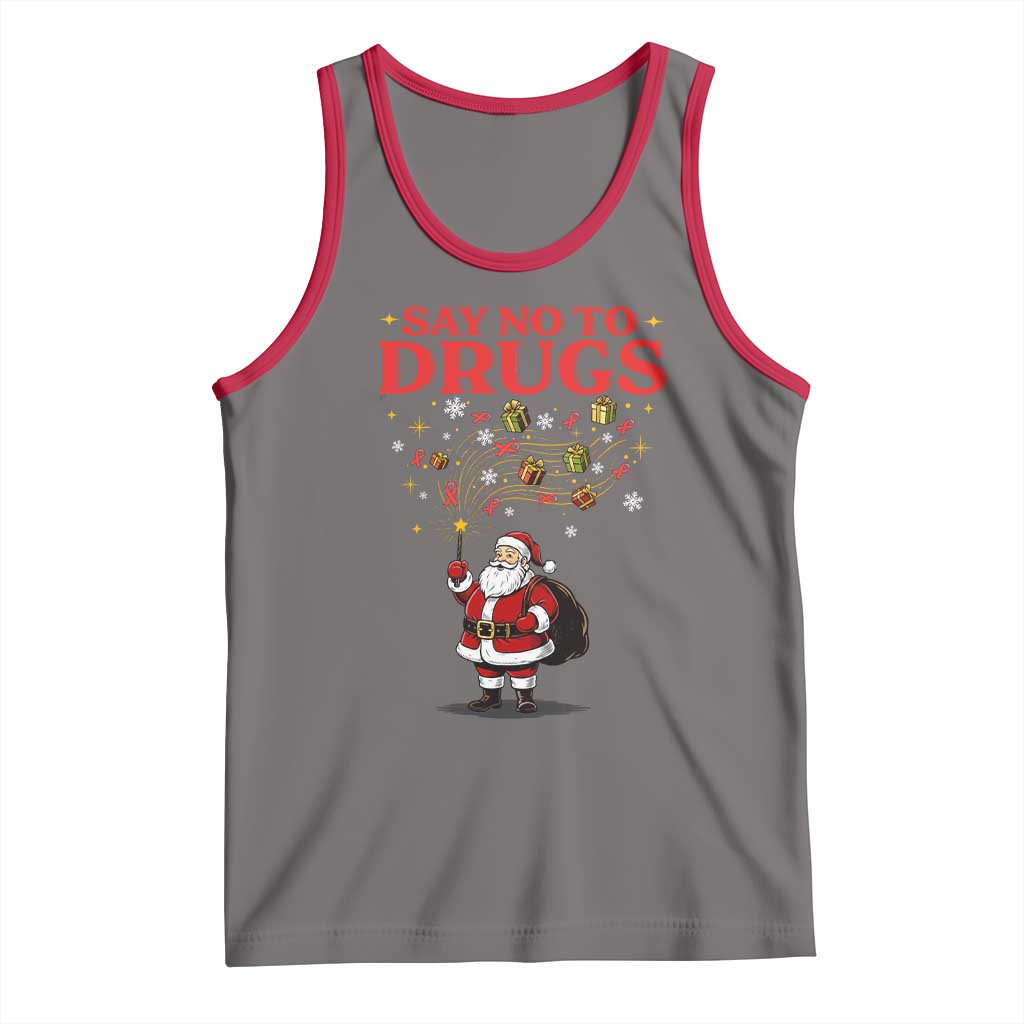 Santa Christmas Tank Top AIDS Awwanrness Red Ribbon HIV Support TS14 Deep Heather Red Print Your Wear
