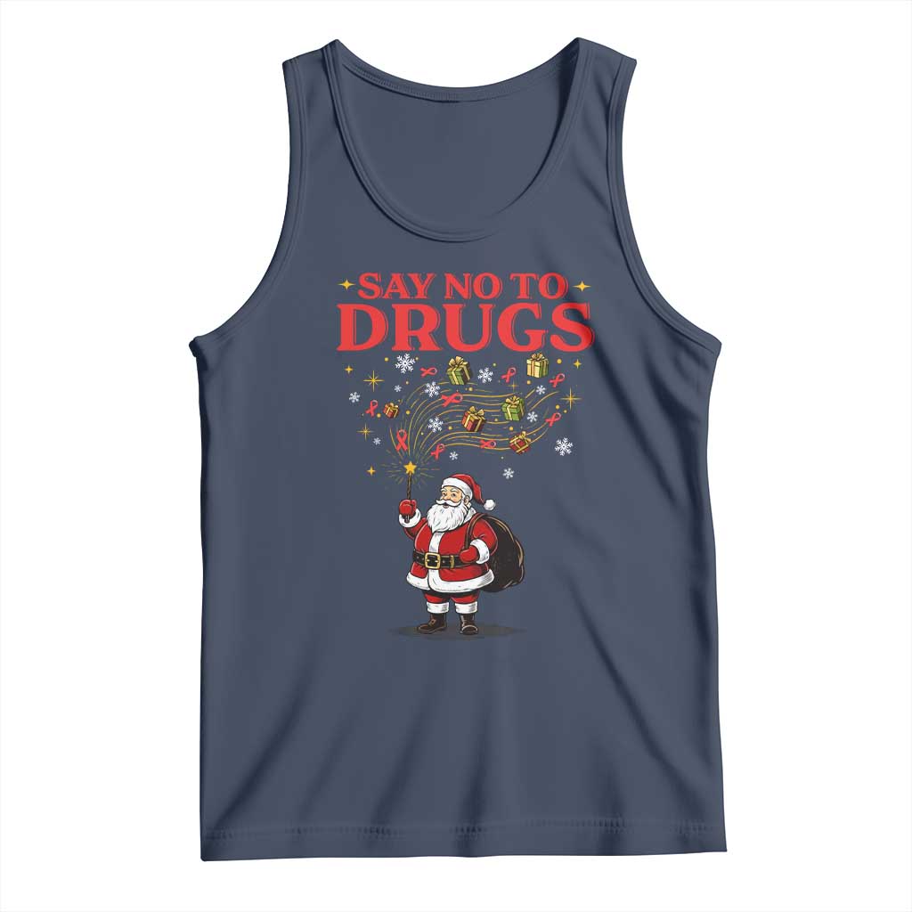Santa Christmas Tank Top AIDS Awwanrness Red Ribbon HIV Support TS14 Navy Print Your Wear