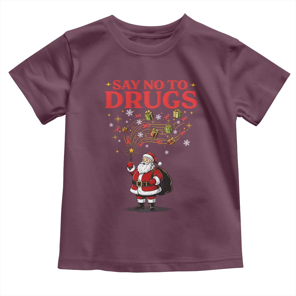 Santa Christmas Toddler T Shirt AIDS Awwanrness Red Ribbon HIV Support TS14 Maroon Print Your Wear