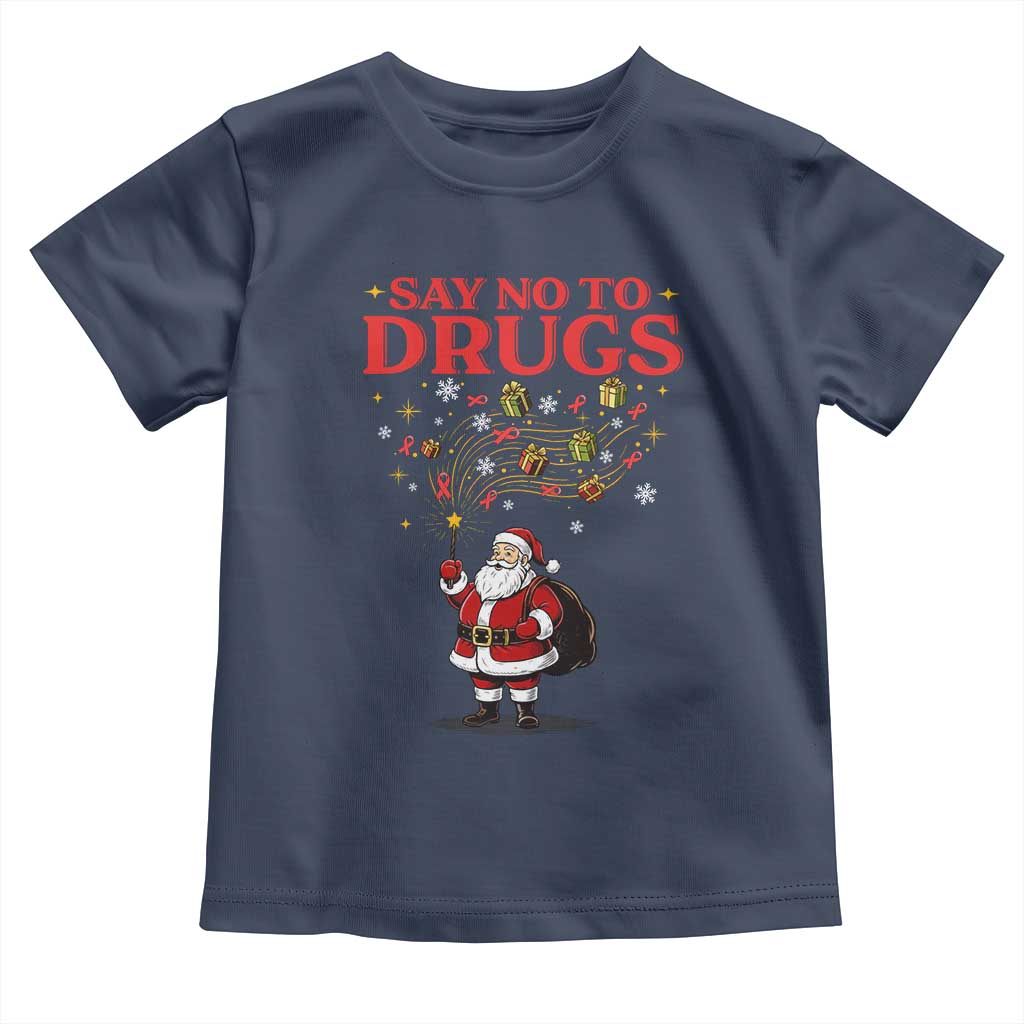 Santa Christmas Toddler T Shirt AIDS Awwanrness Red Ribbon HIV Support TS14 Navy Print Your Wear