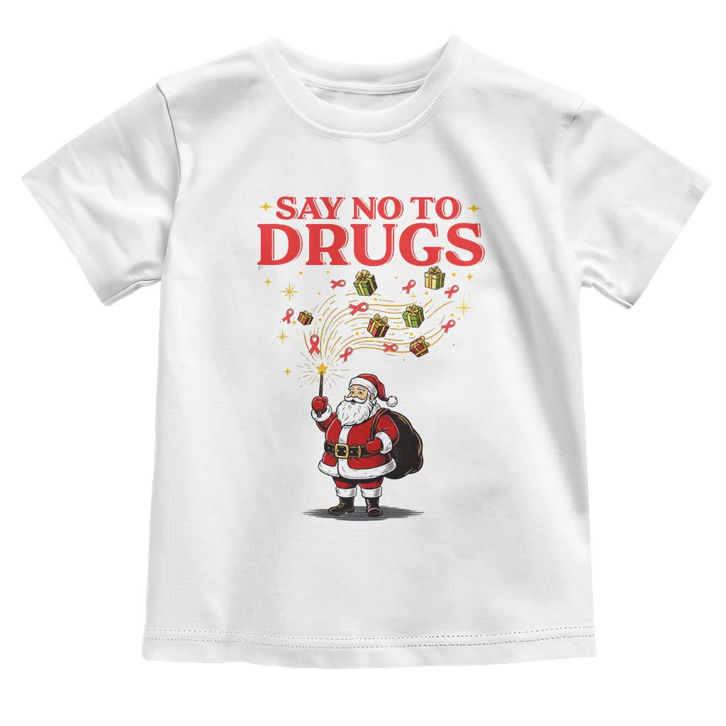 Santa Christmas Toddler T Shirt AIDS Awwanrness Red Ribbon HIV Support TS14 White Print Your Wear