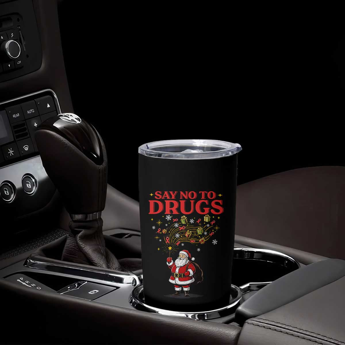 Santa Christmas Tumbler Cup AIDS Awwanrness Red Ribbon HIV Support TS14 Print Your Wear