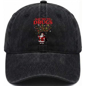 Santa Christmas Washed Cotton Baseball Cap AIDS Awwanrness Red Ribbon HIV Support TS14 Washed Cap Universal Fit Black Print Your Wear