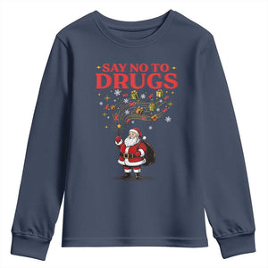 Santa Christmas Youth Sweatshirt AIDS Awwanrness Red Ribbon HIV Support TS14 Navy Print Your Wear