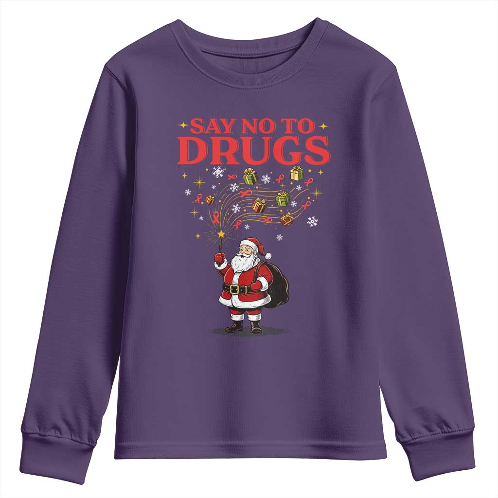 Santa Christmas Youth Sweatshirt AIDS Awwanrness Red Ribbon HIV Support TS14 Purple Print Your Wear