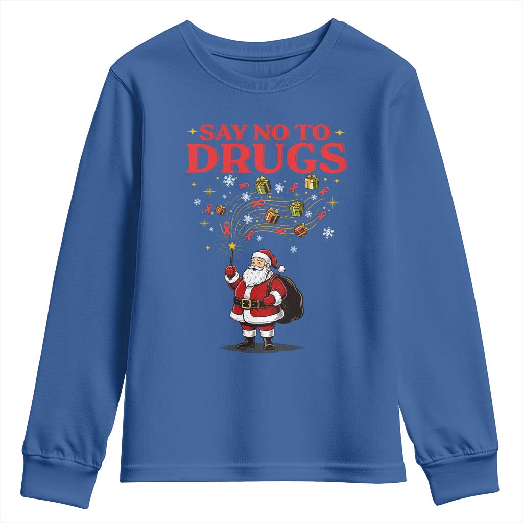 Santa Christmas Youth Sweatshirt AIDS Awwanrness Red Ribbon HIV Support TS14 Royal Blue Print Your Wear
