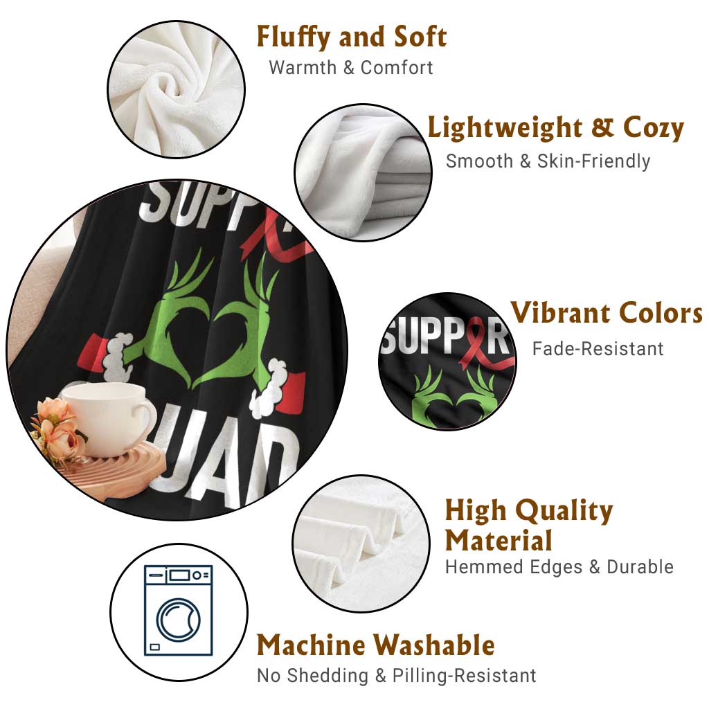 Red Ribbon AIDS Awareness Throw Blanket Elf Hand Christmas HIV Support TS14 Print Your Wear