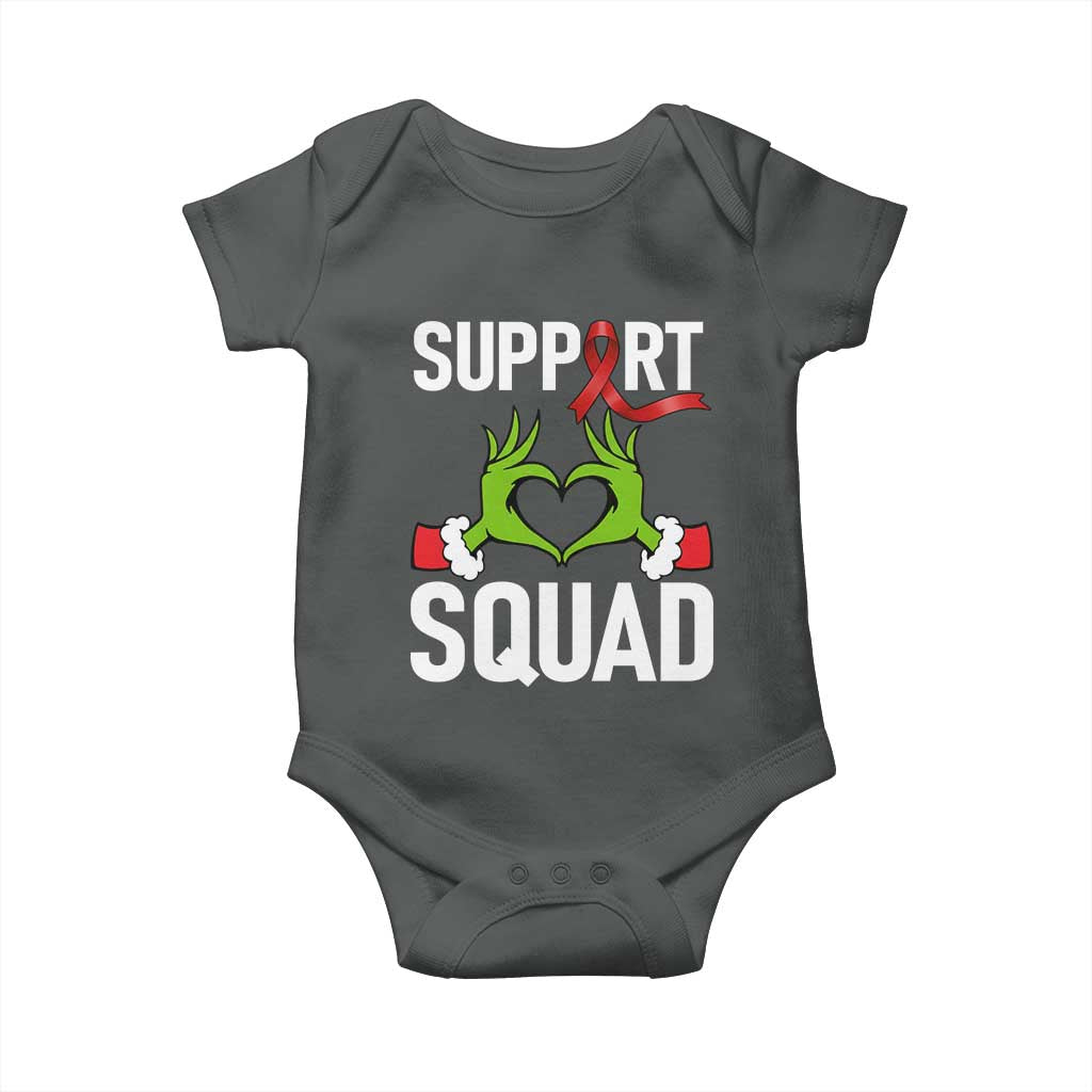 Red Ribbon AIDS Awareness Baby Onesie Elf Hand Christmas HIV Support TS14 Dark Heather Print Your Wear