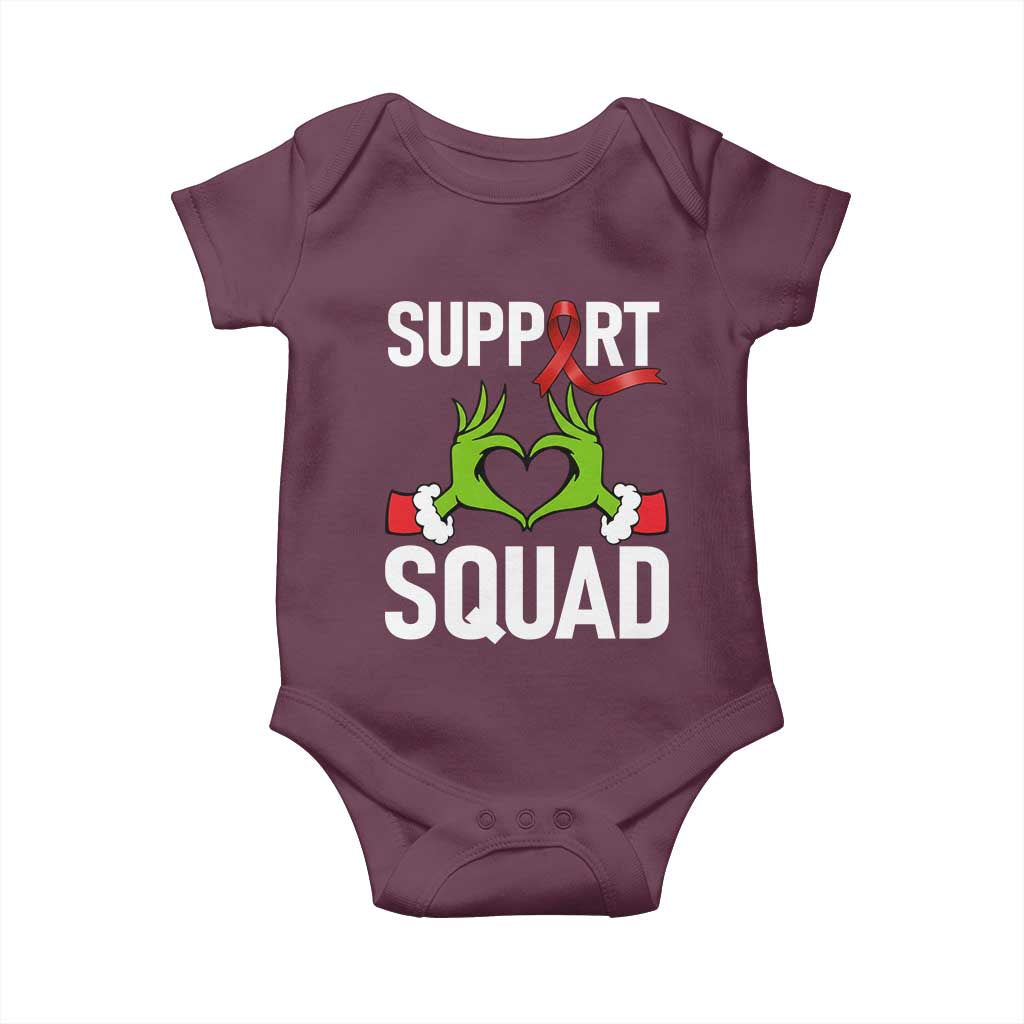 Red Ribbon AIDS Awareness Baby Onesie Elf Hand Christmas HIV Support TS14 Maroon Print Your Wear