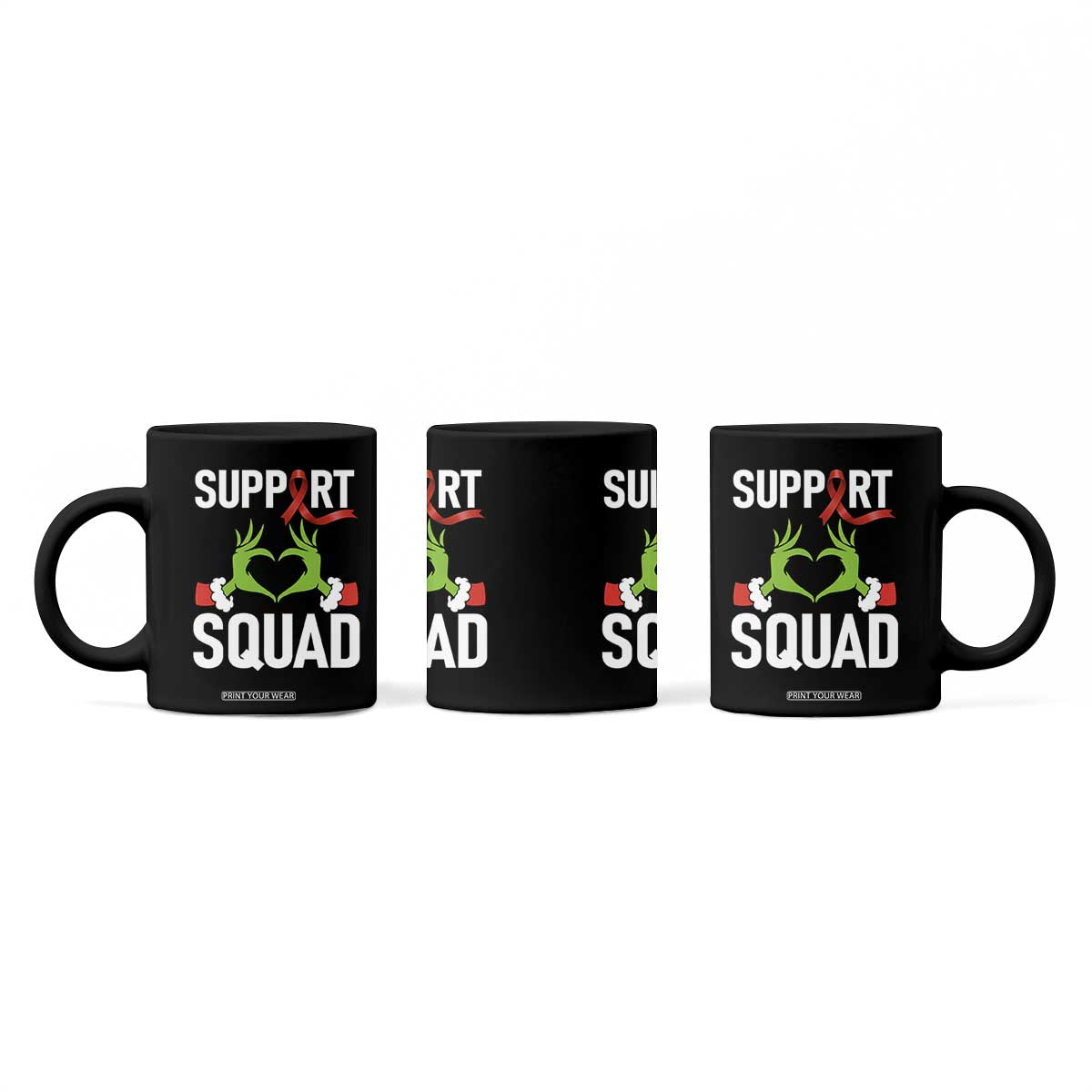 Red Ribbon AIDS Awareness Coffee Mug Elf Hand Christmas HIV Support TS14 Print Your Wear