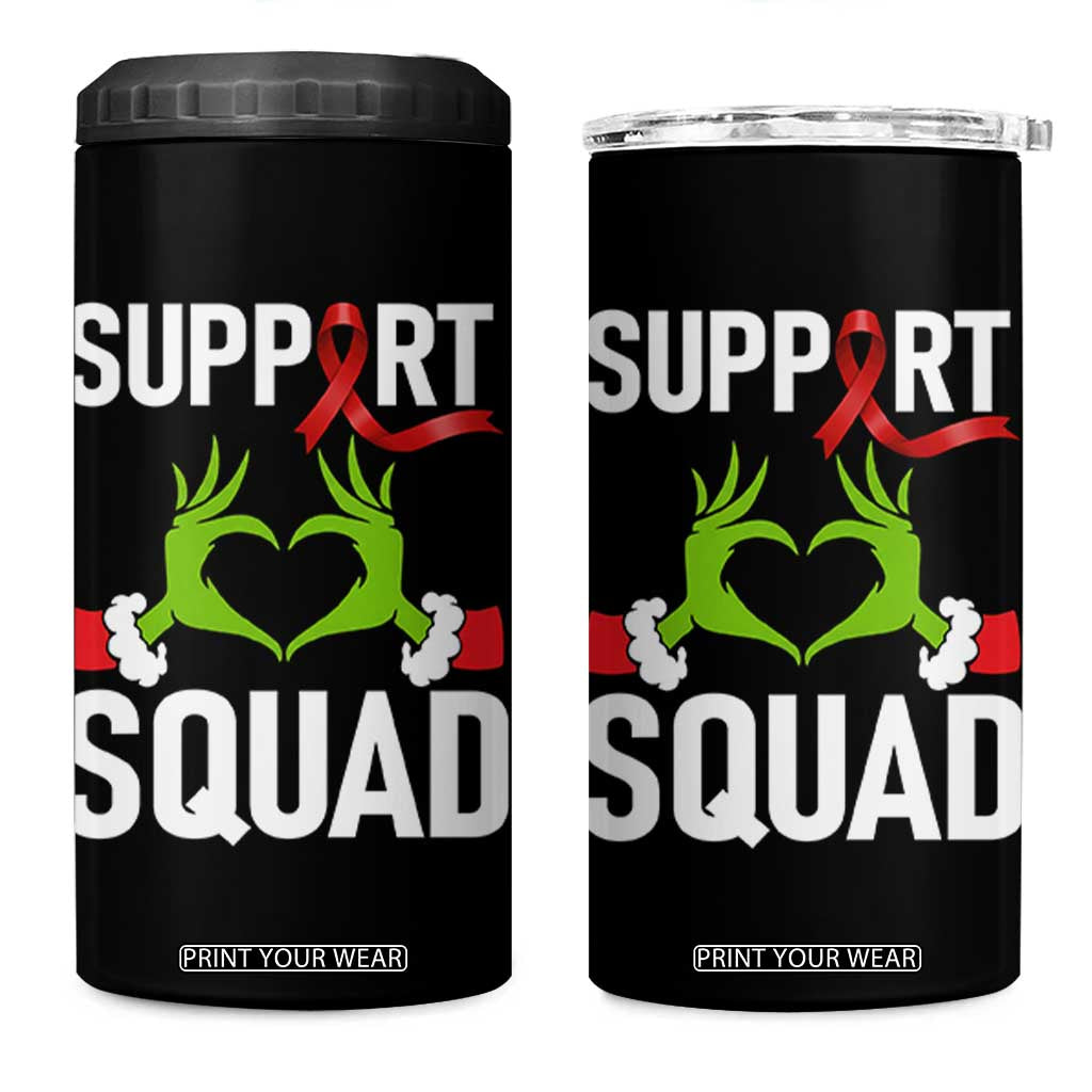 Red Ribbon AIDS Awareness 4 in 1 Can Cooler Tumbler Elf Hand Christmas HIV Support TS14 One Size: 16 oz Black Print Your Wear