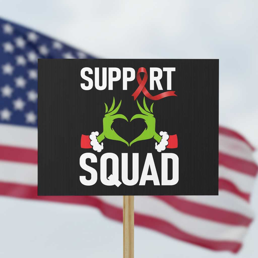 Red Ribbon AIDS Awareness Protest Sign Elf Hand Christmas HIV Support TS14 Horizontal 18" × 24" Black Print Your Wear