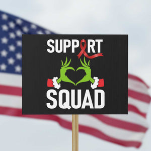 Red Ribbon AIDS Awareness Protest Sign Elf Hand Christmas HIV Support TS14 Horizontal 18" × 24" Black Print Your Wear