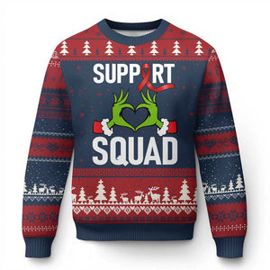 Red Ribbon AIDS Awareness Ugly Christmas Sweater Elf Hand Xmas HIV Support TS14 Navy Red Print Your Wear