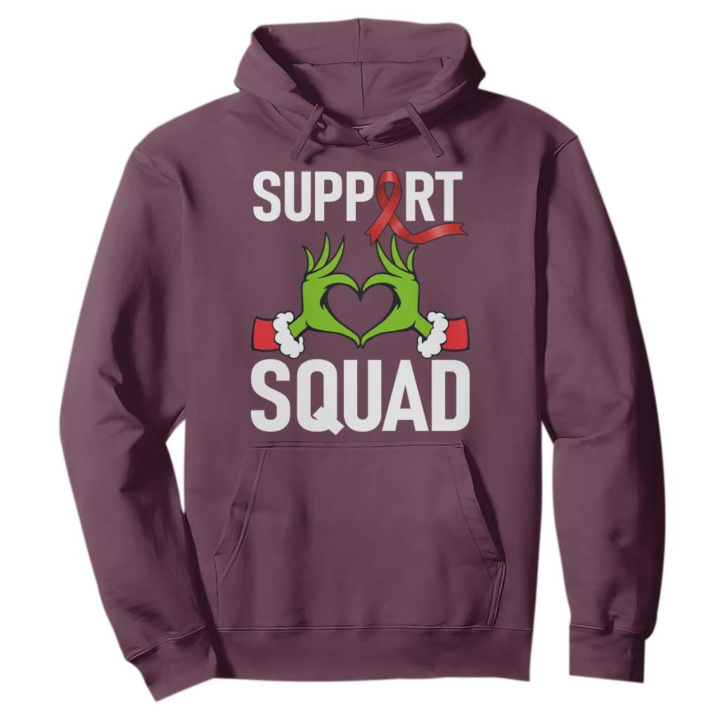 Red Ribbon AIDS Awareness Hoodie Elf Hand Christmas HIV Support TS14 Maroon Print Your Wear