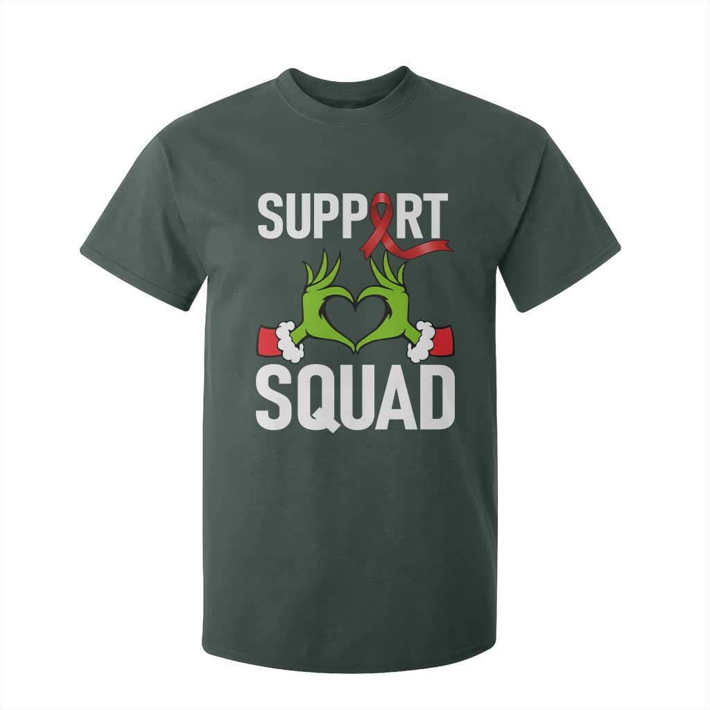 Red Ribbon AIDS Awareness T Shirt For Kid Elf Hand Christmas HIV Support TS14 Dark Forest Green Print Your Wear