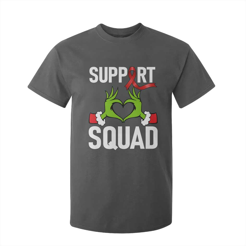 Red Ribbon AIDS Awareness T Shirt For Kid Elf Hand Christmas HIV Support TS14 Dark Heather Print Your Wear