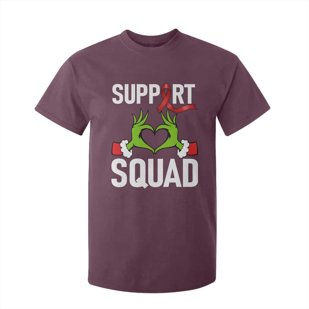 Red Ribbon AIDS Awareness T Shirt For Kid Elf Hand Christmas HIV Support TS14 Maroon Print Your Wear