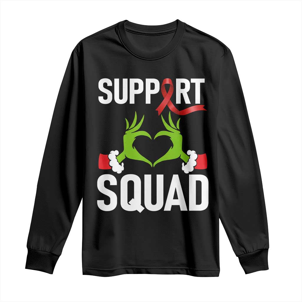 Red Ribbon AIDS Awareness Long Sleeve Shirt Elf Hand Christmas HIV Support TS14 Black Print Your Wear