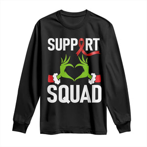 Red Ribbon AIDS Awareness Long Sleeve Shirt Elf Hand Christmas HIV Support TS14 Black Print Your Wear