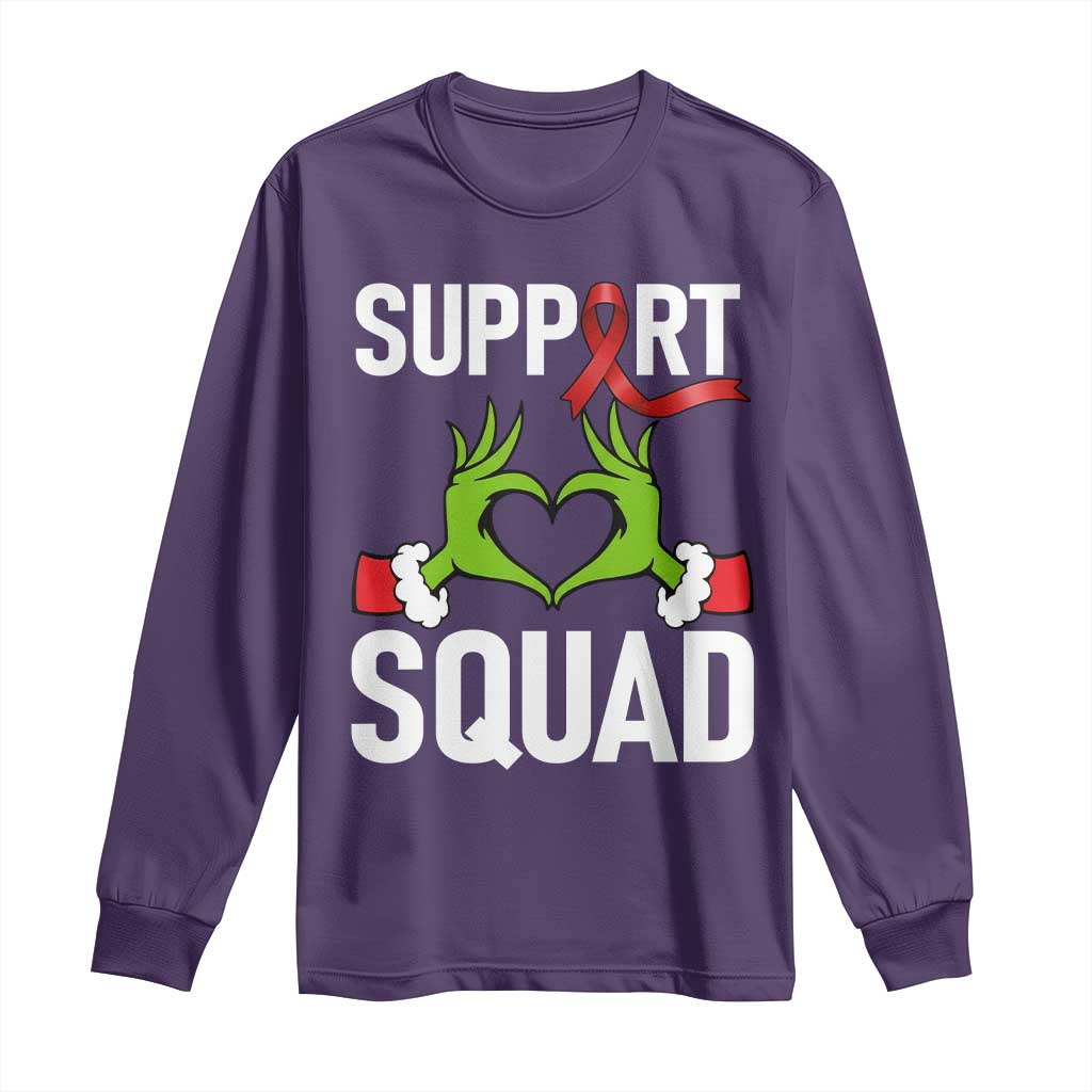 Red Ribbon AIDS Awareness Long Sleeve Shirt Elf Hand Christmas HIV Support TS14 Purple Print Your Wear