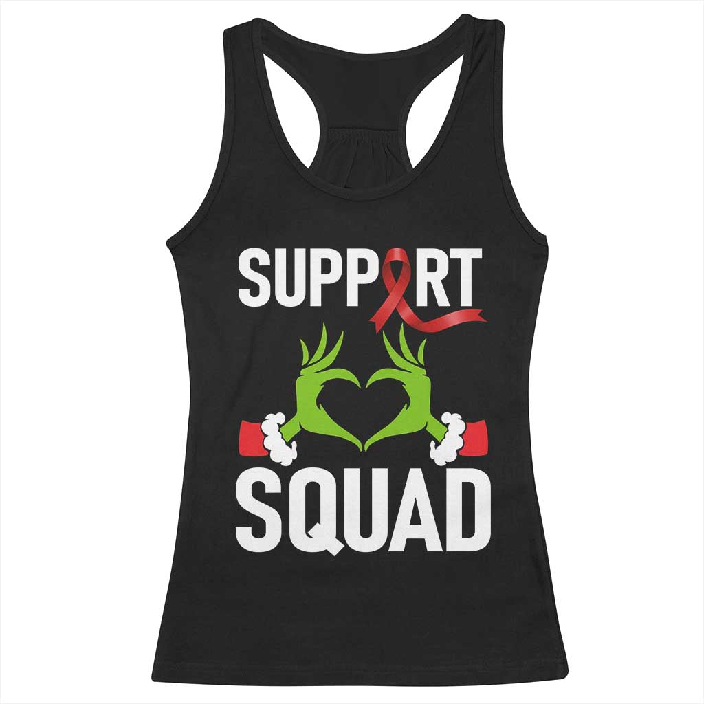 Red Ribbon AIDS Awareness Racerback Tank Top Elf Hand Christmas HIV Support - Print Your Wear