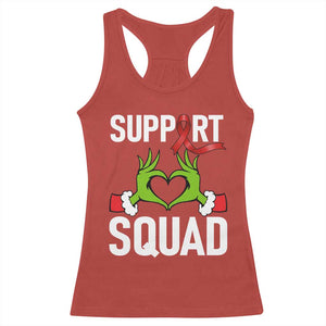 Red Ribbon AIDS Awareness Racerback Tank Top Elf Hand Christmas HIV Support - Print Your Wear