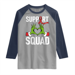 Red Ribbon AIDS Awareness Raglan Shirt Elf Hand Christmas HIV Support TS14 Sport Gray Navy Print Your Wear