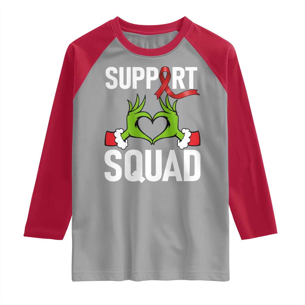 Red Ribbon AIDS Awareness Raglan Shirt Elf Hand Christmas HIV Support TS14 Sport Gray Red Print Your Wear