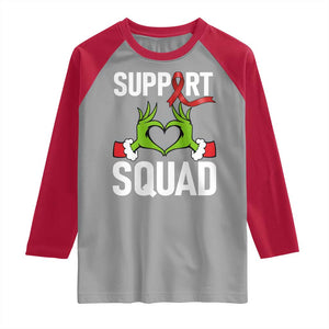 Red Ribbon AIDS Awareness Raglan Shirt Elf Hand Christmas HIV Support TS14 Sport Gray Red Print Your Wear