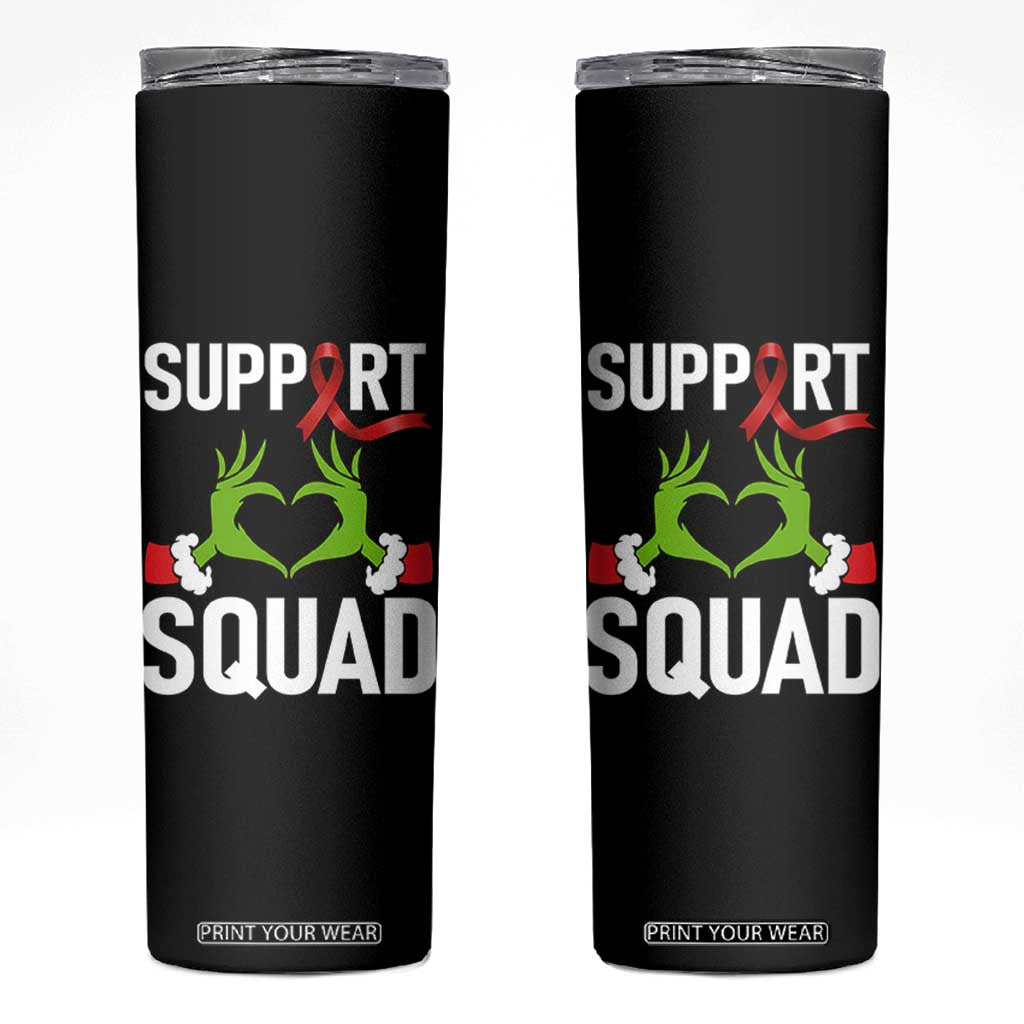 Red Ribbon AIDS Awareness Skinny Tumbler Elf Hand Christmas HIV Support TS14 Black Print Your Wear