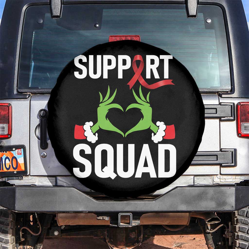 Red Ribbon AIDS Awareness Spare Tire Cover Elf Hand Christmas HIV Support TS14 No hole Black Print Your Wear