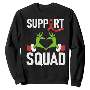 Red Ribbon AIDS Awareness Sweatshirt Elf Hand Christmas HIV Support TS14 Black Print Your Wear