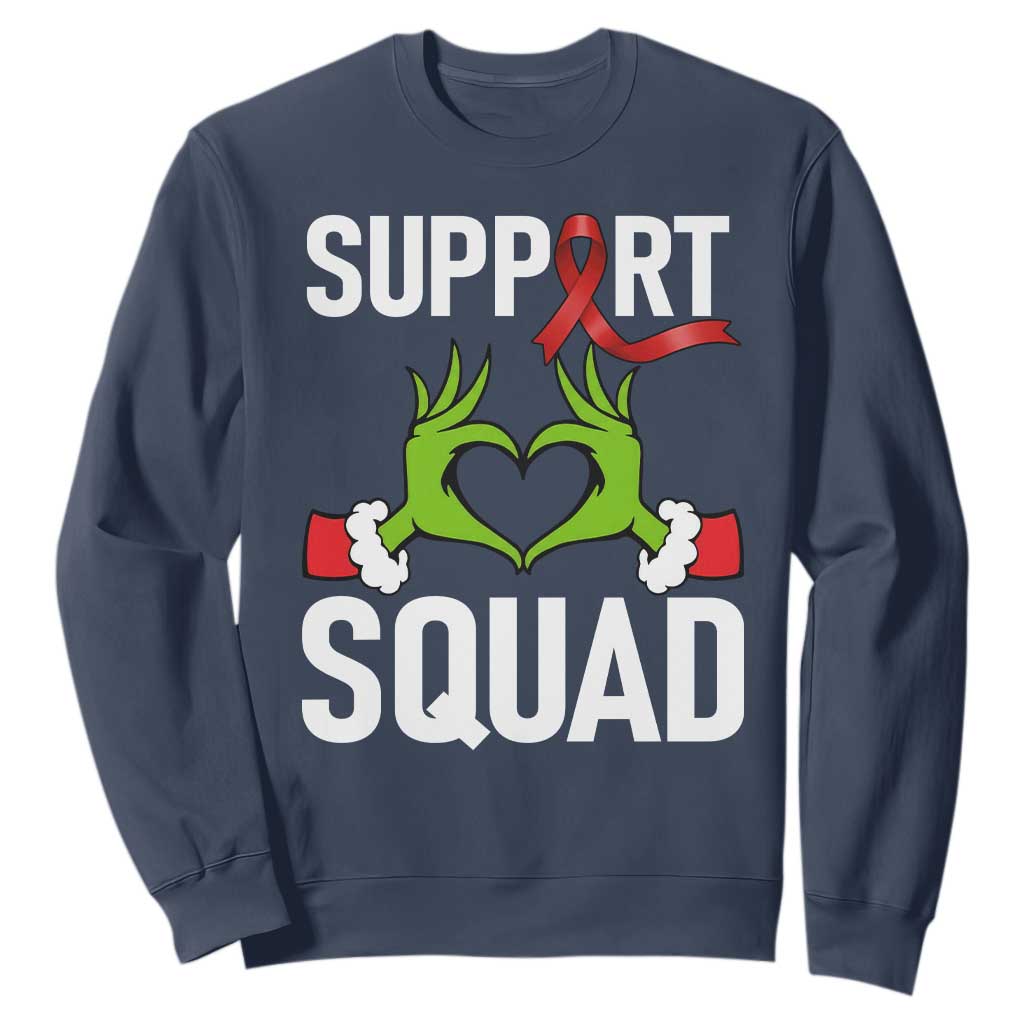 Red Ribbon AIDS Awareness Sweatshirt Elf Hand Christmas HIV Support TS14 Navy Print Your Wear