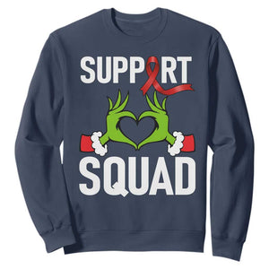 Red Ribbon AIDS Awareness Sweatshirt Elf Hand Christmas HIV Support TS14 Navy Print Your Wear