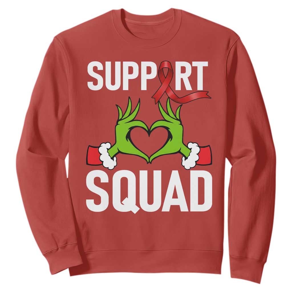 Red Ribbon AIDS Awareness Sweatshirt Elf Hand Christmas HIV Support TS14 Red Print Your Wear