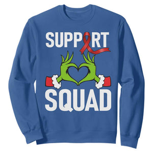 Red Ribbon AIDS Awareness Sweatshirt Elf Hand Christmas HIV Support TS14 Royal Blue Print Your Wear