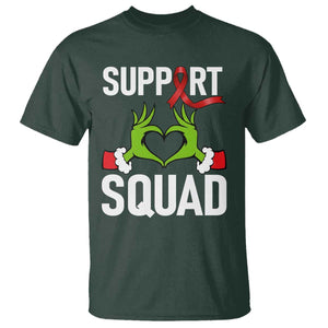 Red Ribbon AIDS Awareness T Shirt Elf Hand Christmas HIV Support TS14 Dark Forest Green Print Your Wear