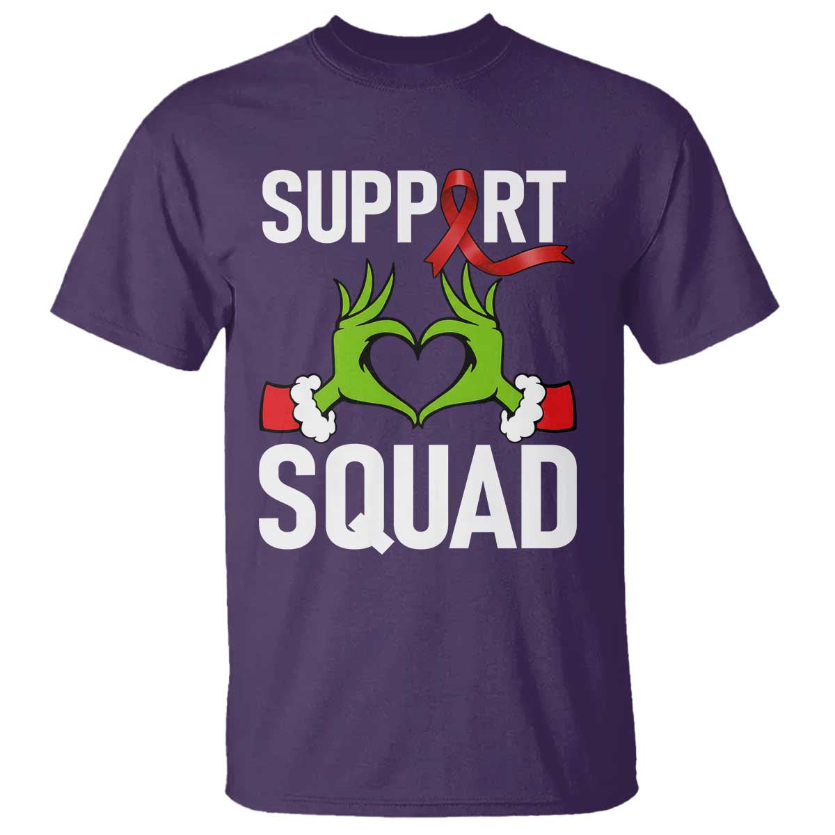 Red Ribbon AIDS Awareness T Shirt Elf Hand Christmas HIV Support TS14 Purple Print Your Wear