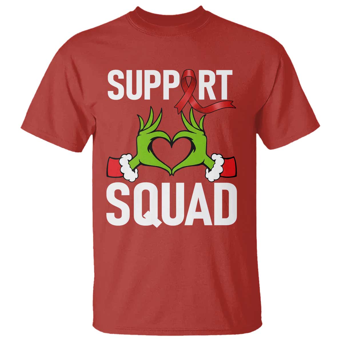 Red Ribbon AIDS Awareness T Shirt Elf Hand Christmas HIV Support TS14 Red Print Your Wear