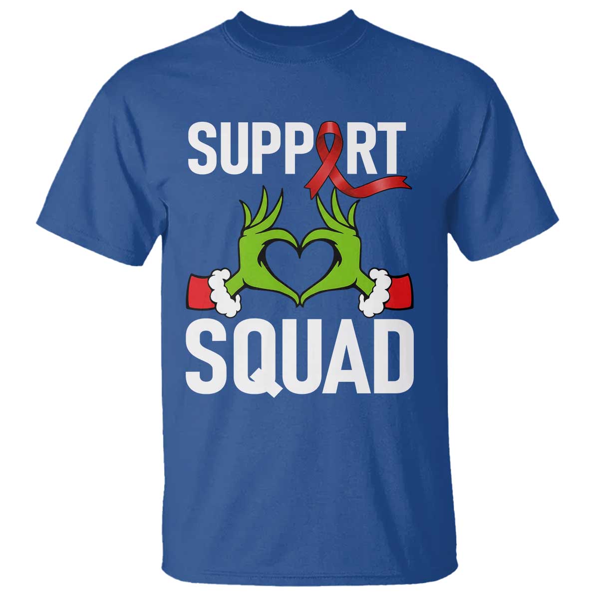 Red Ribbon AIDS Awareness T Shirt Elf Hand Christmas HIV Support TS14 Royal Blue Print Your Wear