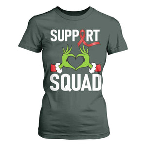 Red Ribbon AIDS Awareness T Shirt For Women Elf Hand Christmas HIV Support TS14 Dark Forest Green Print Your Wear