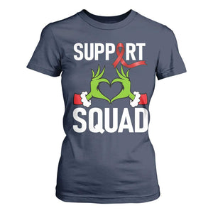 Red Ribbon AIDS Awareness T Shirt For Women Elf Hand Christmas HIV Support TS14 Navy Print Your Wear