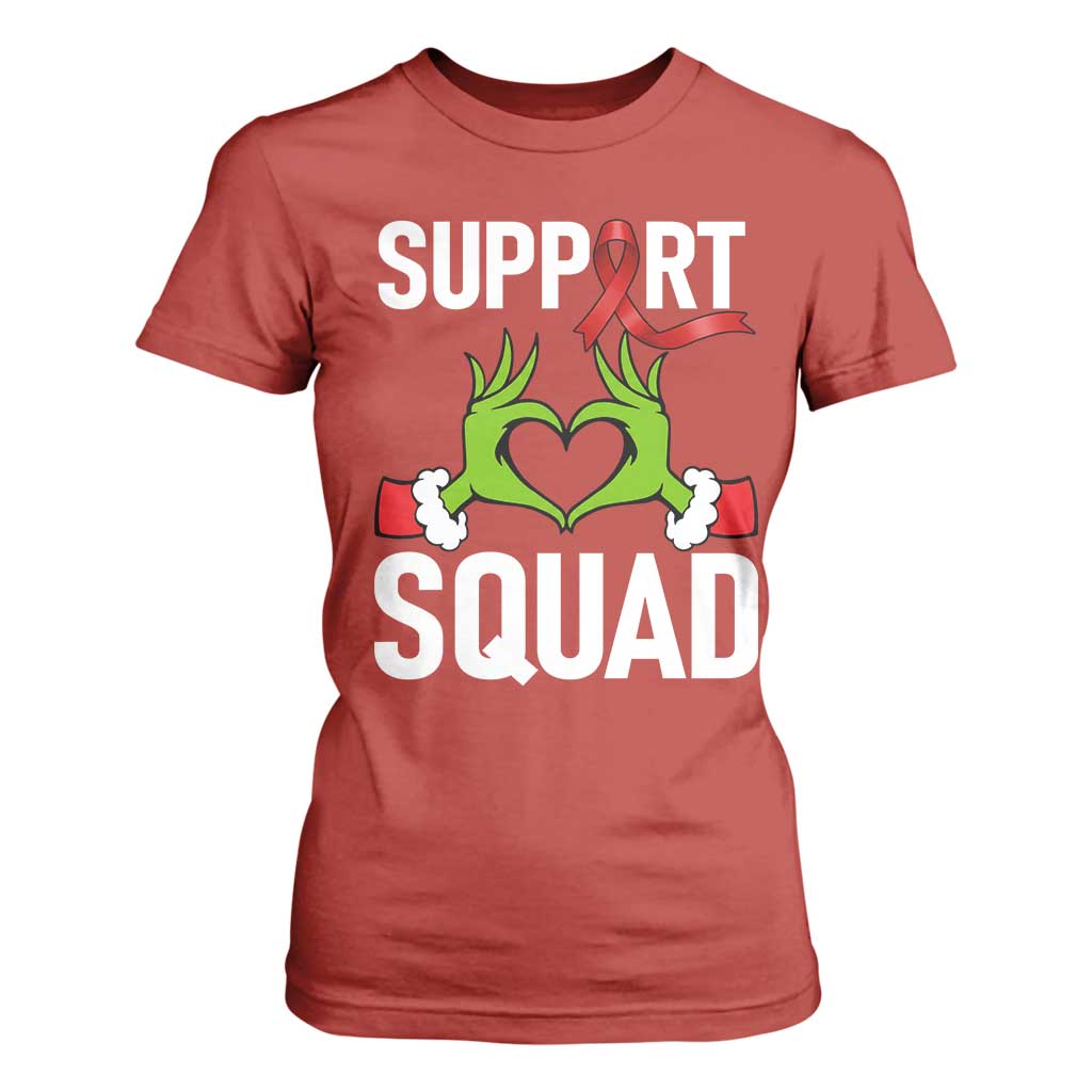 Red Ribbon AIDS Awareness T Shirt For Women Elf Hand Christmas HIV Support TS14 Red Print Your Wear