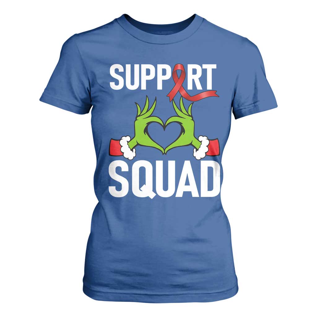 Red Ribbon AIDS Awareness T Shirt For Women Elf Hand Christmas HIV Support TS14 Royal Blue Print Your Wear